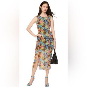 Saunders Collective Floral Mesh Midi Dress Size 8